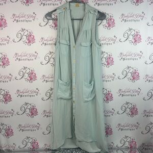 Leifsdottir dress long vest style blue Mint Green Blouse gold hardware pockets
